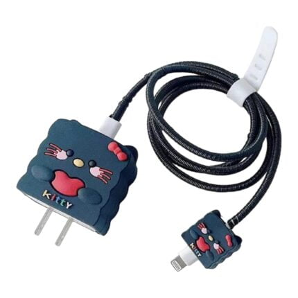 3D Kitty Black iPhone Charger Case Cover