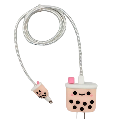 3D Boba Milk Tea iPhone Charger Case Cover