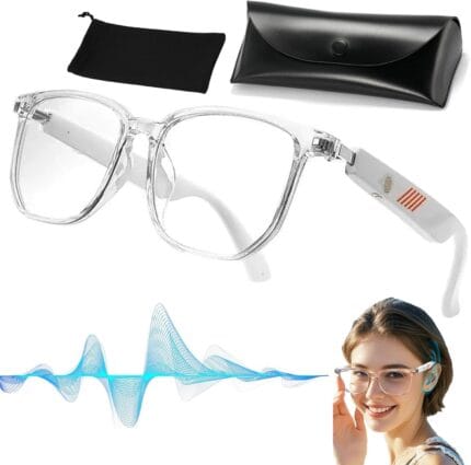 Ray-Ban AI Smart Bluetooth Glasses – White | UV400, Blue Light Filter, Mic, BT 5.0, Waterproof