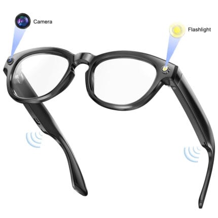 Smart glasses with camera flashlight photo recording